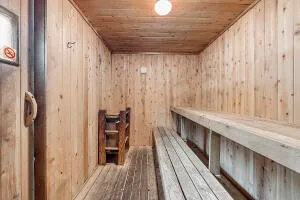 a view of balcony with wooden floor