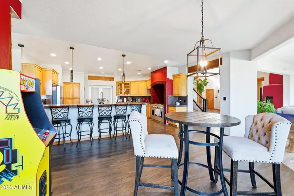 a dining room with furniture window wooden floor
