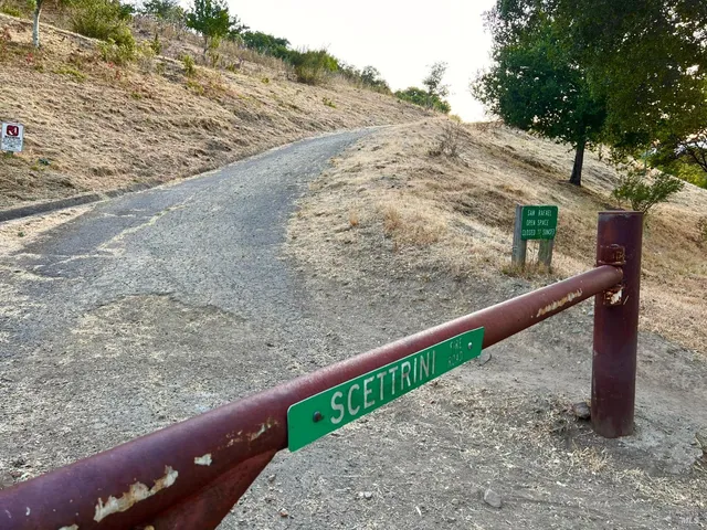 a view of a yard with a wooden fence