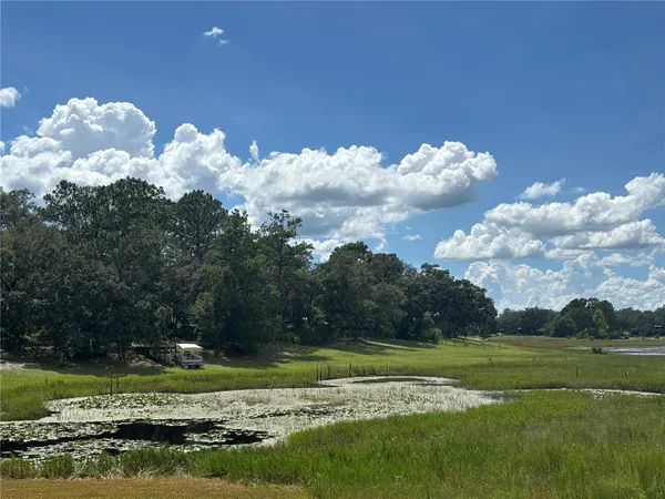 a view of a golf course with a lake