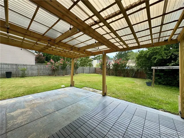 a view of a porch with a backyard