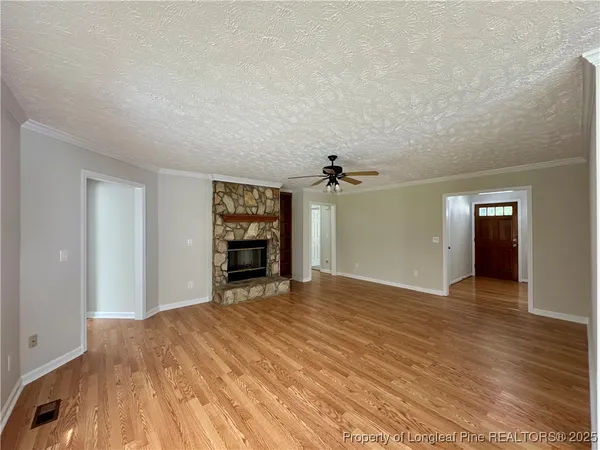 a view of a livingroom with a fireplace