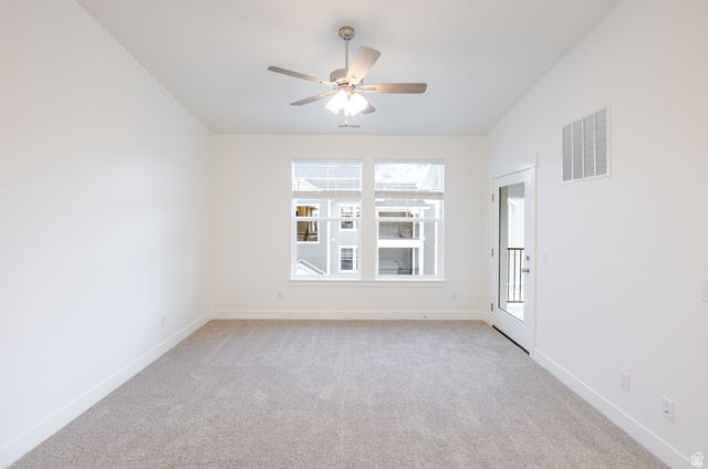 4661 Poplar Way, Unit R304 Mapleton, UT 84664 - Photo 15 of 17 Spare room with light carpet and ceiling fan