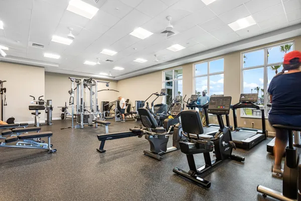 a view of a room with gym equipment