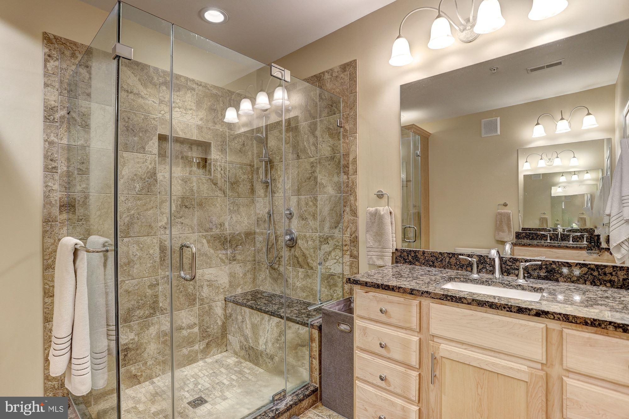 400 Symphony Circle, Unit 354D Cockeysville, MD 21030 - Photo 14 of 33 a bathroom with a shower sink and mirror