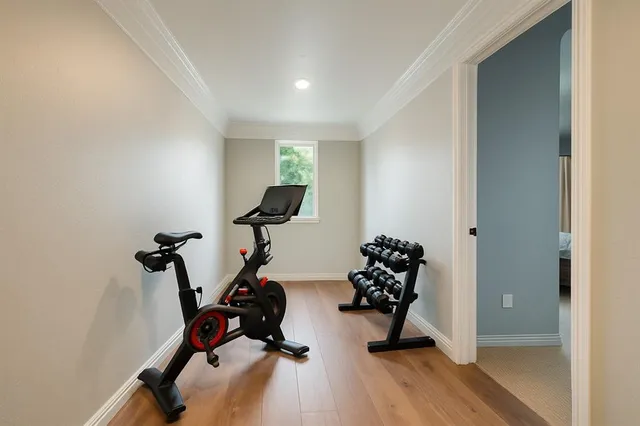 a view of a room with gym equipment