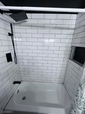a bathroom with a bathtub