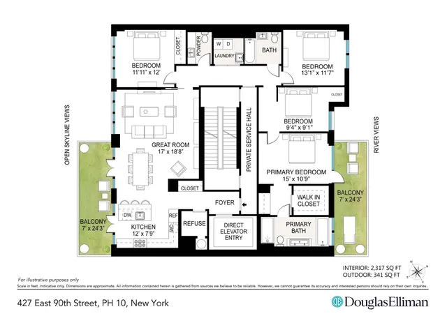 $3,595,000 | 427 East 90th Street, Unit PH10 | Upper East Side