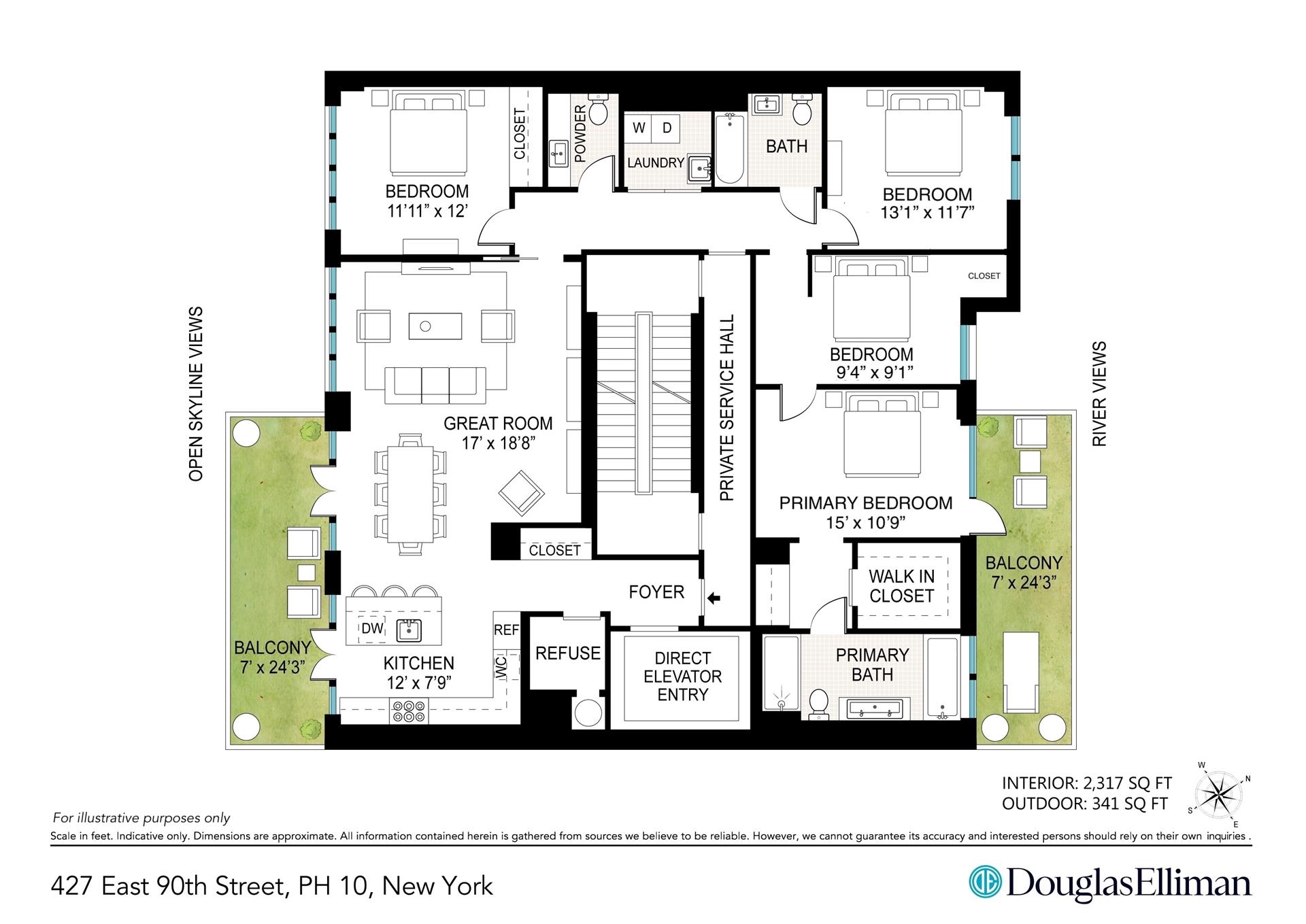 427 East 90th Street, Unit PH10 Manhattan, NY 10128 - Photo 28 of 28 a black and white photo of a living room