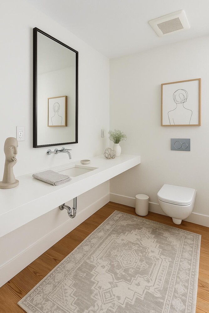 427 East 90th Street, Unit PH10 Manhattan, NY 10128 - Photo 15 of 28 a bathroom with a toilet sink and mirror