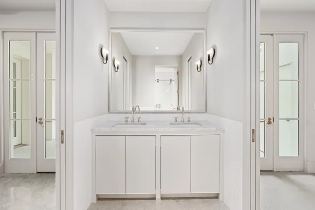 a view of an empty room with a flat screen tv