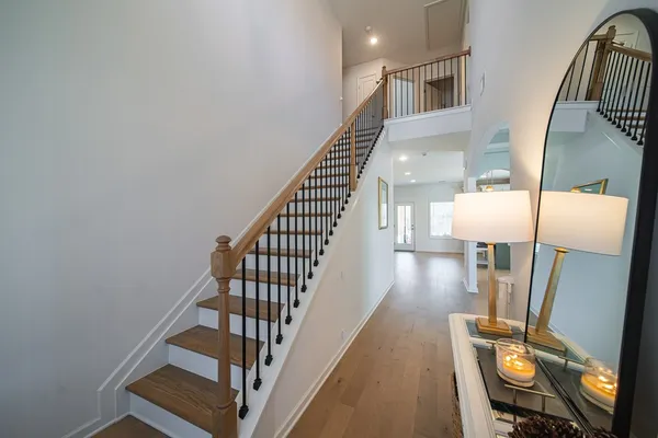 a view of entryway with wooden floor