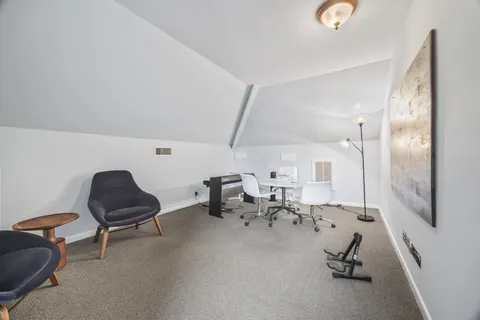 a room with musical instruments