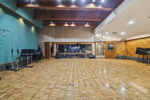 a city view with tall buildings