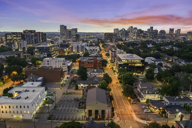 a view of a big building with many windows