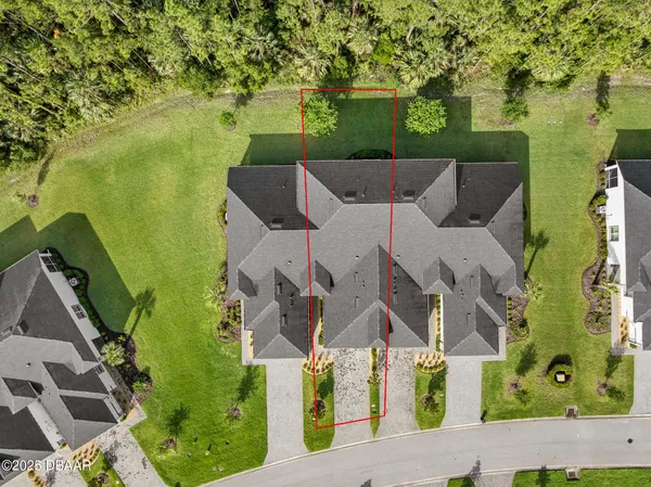 an aerial view of a house