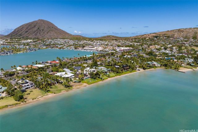 a view of a lake with a mountain in the background