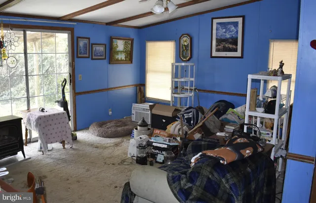 a room with furniture and a fireplace