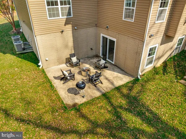 an aerial view of a swimming pool