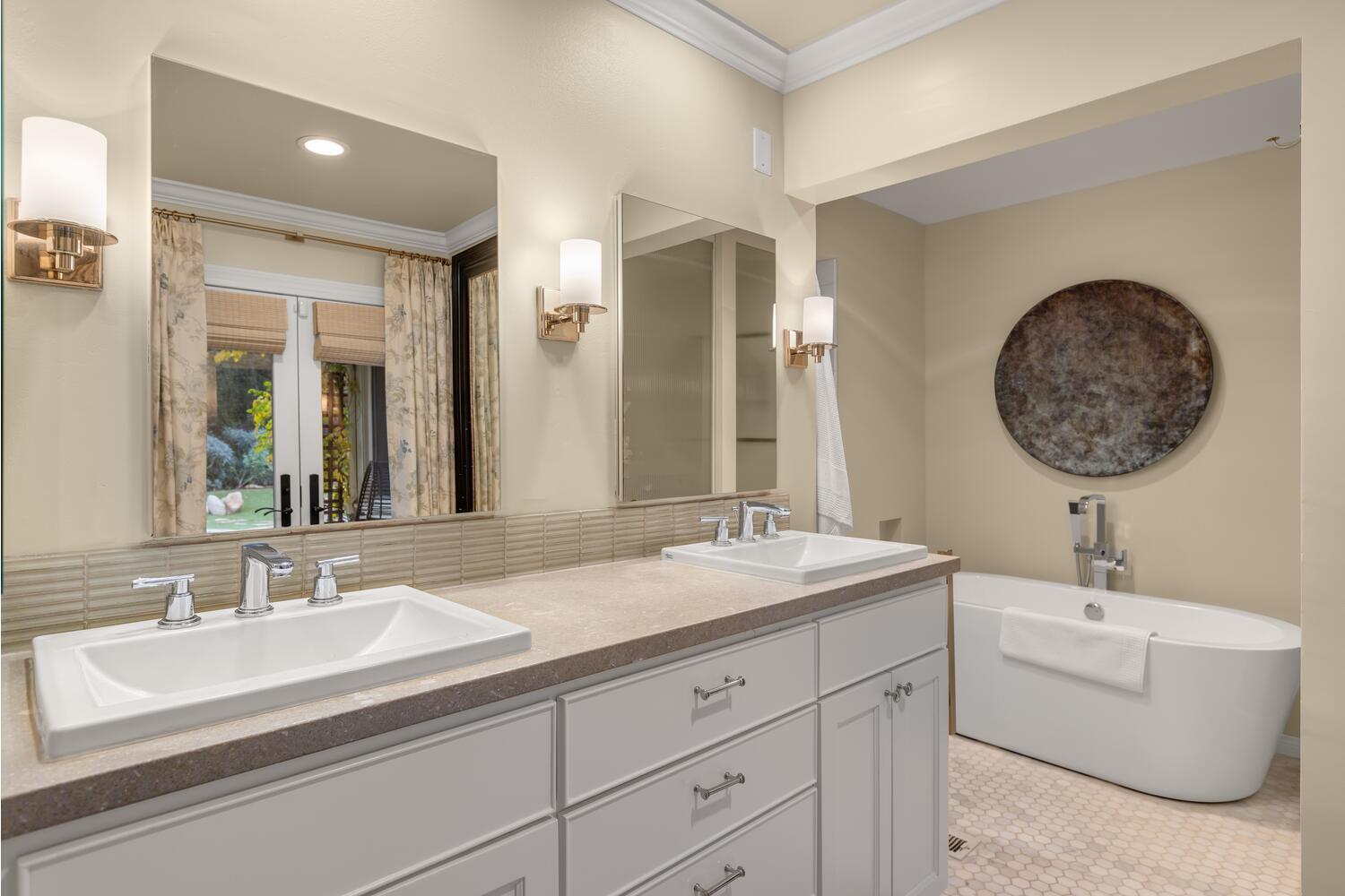 828 Foothill Lane Ojai, CA 93023 - Photo 17 of 40 a bathroom with a sink double vanity and a mirror