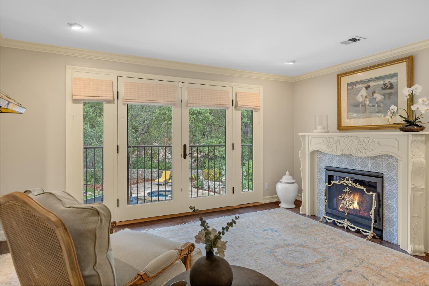 828 Foothill Lane Ojai, CA 93023 - Photo 23 of 40 a living room with furniture and a fireplace
