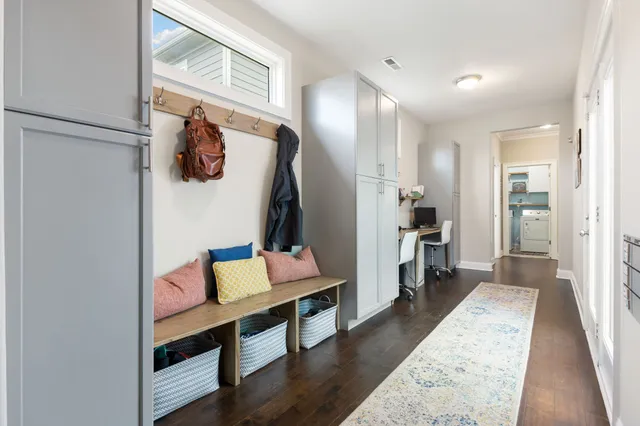 a workspace with furniture