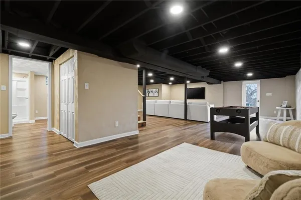 a living room with furniture