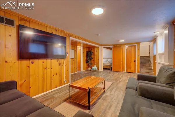 a living room with furniture