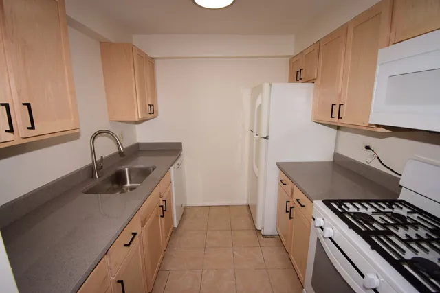 a kitchen with sink a stove and refrigerator