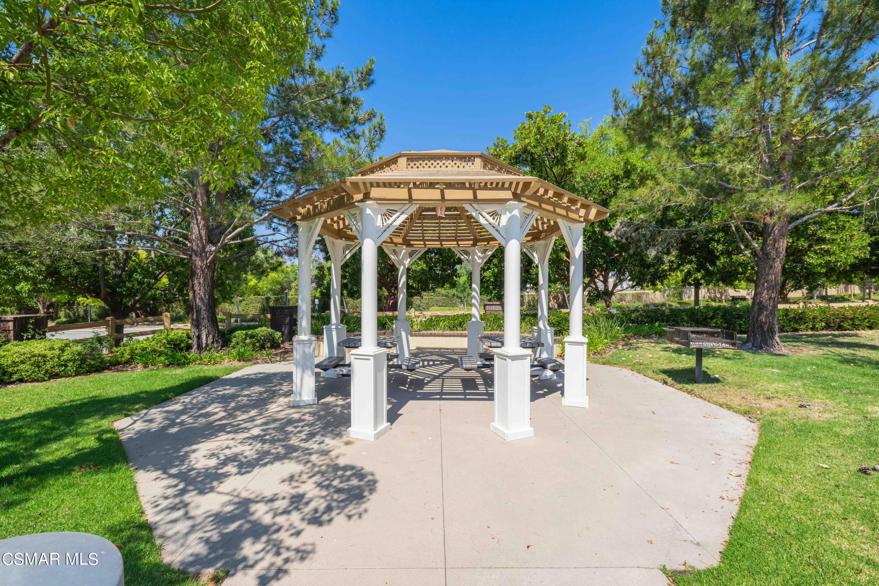 6802 Simmons Way Moorpark, CA 93021 - Photo 22 of 36 a view of a patio with a table chairs and a yard