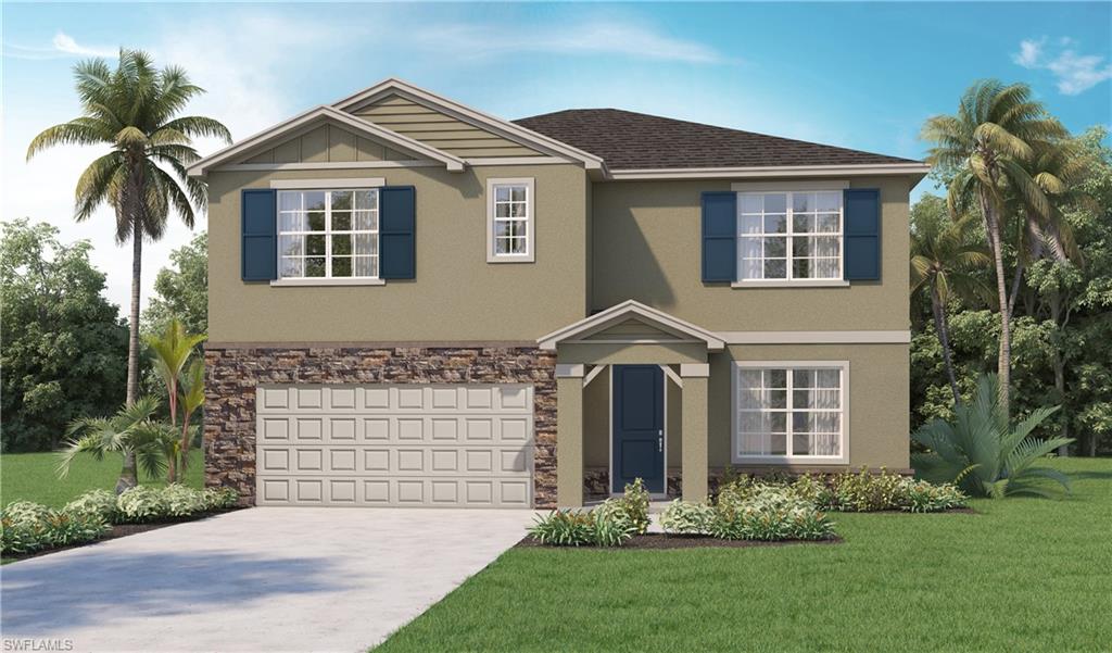 17782 Shade Tree Loop Punta Gorda, FL 33982 - Photo 1 of 26 Two-story stucco home featuring a stone facade accent, covered entry, and a two-car garage