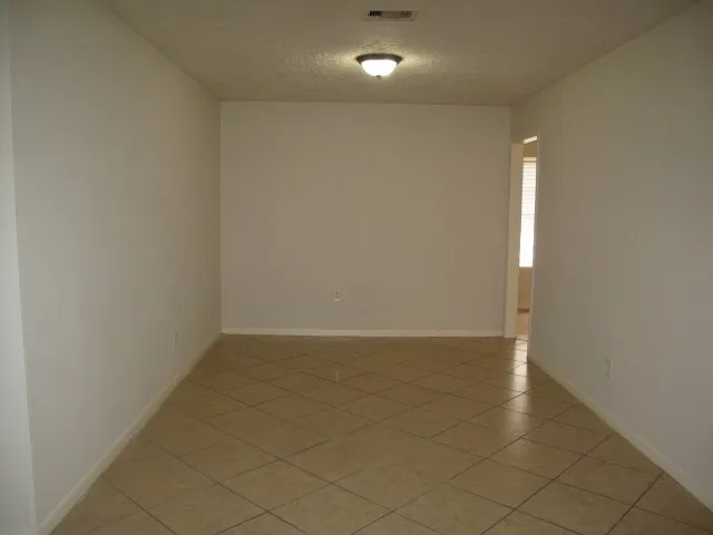 an empty room with mountain