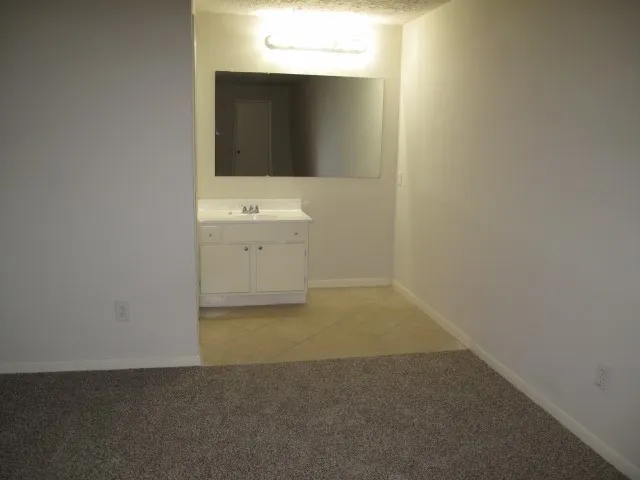 a view of an empty room and closet area