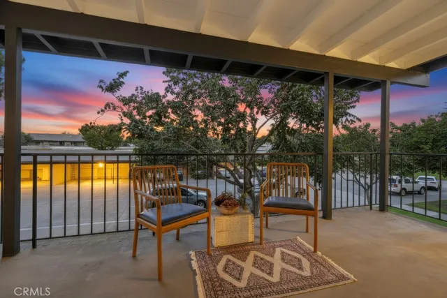 a view of a bench in balcony