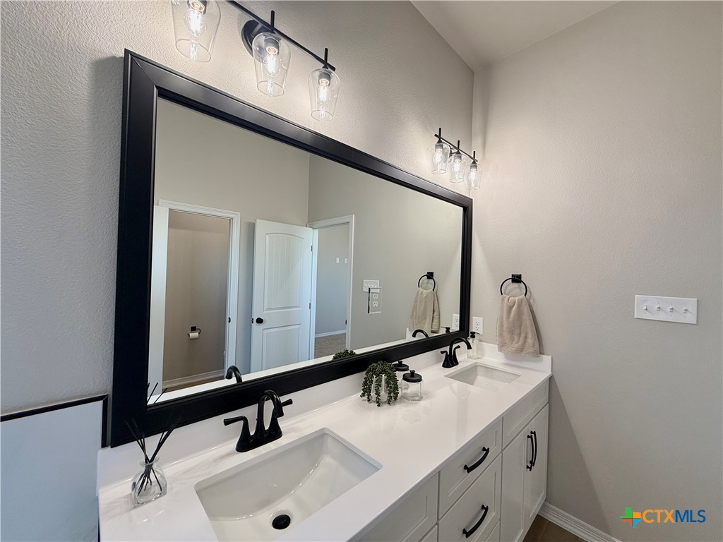203 Lasso Loop Lorena, TX 76655 - Photo 33 of 37 a bathroom with a sink and a mirror