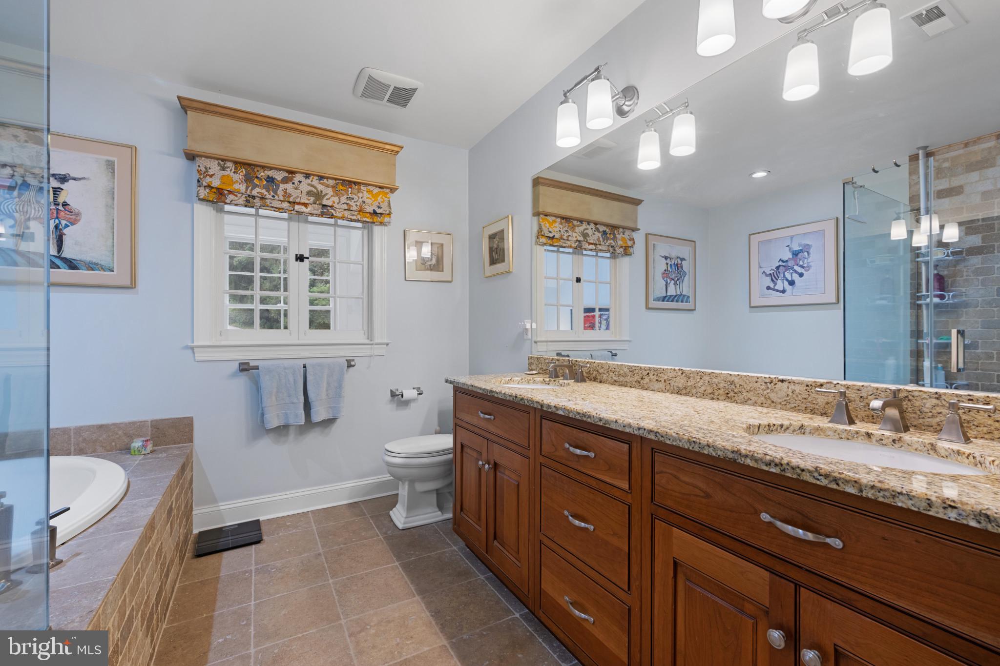 901 Navy Road Baltimore, MD 21204 - Photo 23 of 40 a spacious bathroom with a granite countertop tub sink and mirror