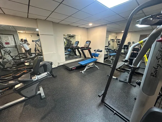 a view of a room with gym equipment