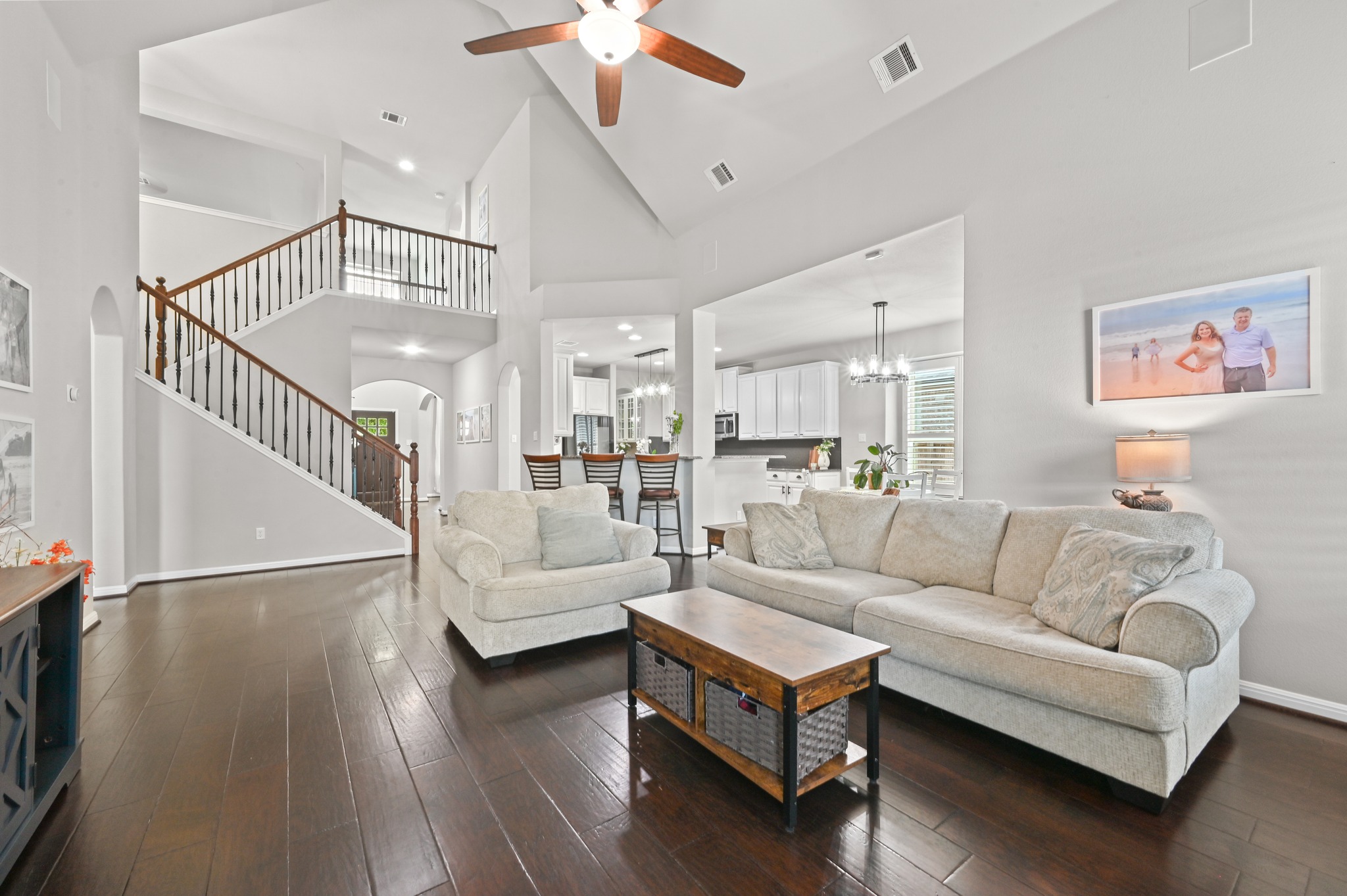 194 Treehaven Court Buda, TX 78610 - Photo 2 of 37 a living room with fireplace furniture and a wooden floor