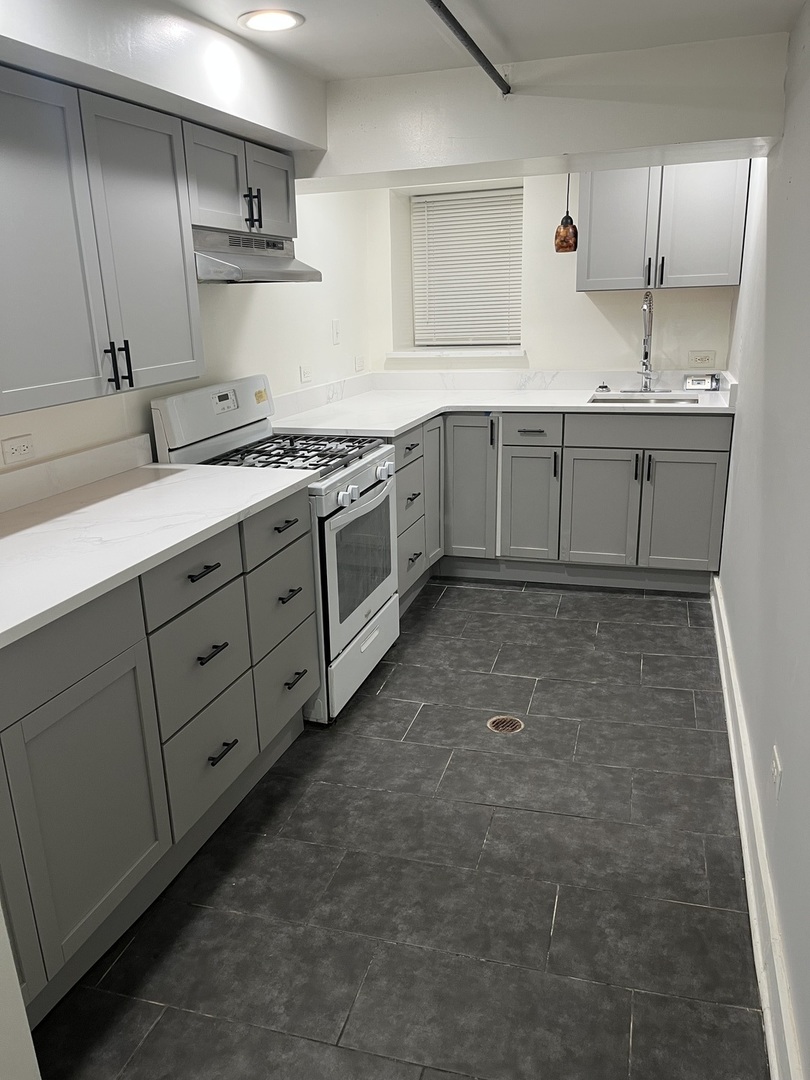 1922 South Springfield Avenue, Unit G Chicago, IL 60623 - Photo 2 of 10 a kitchen with a sink stove and cabinets