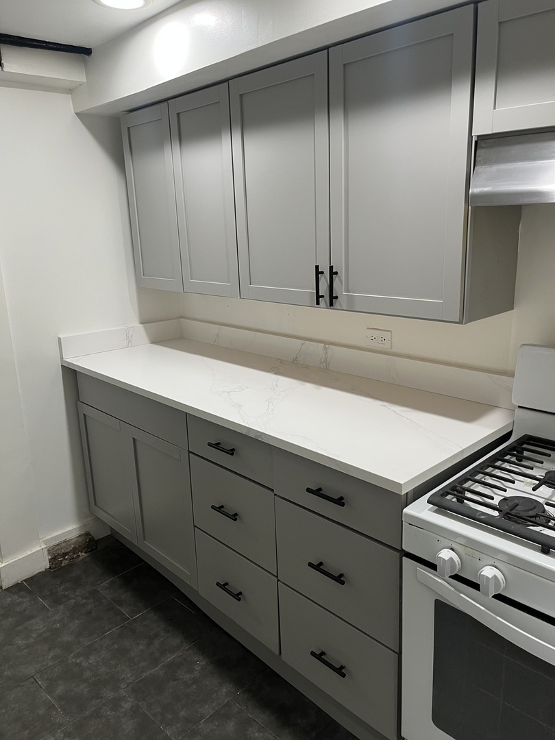 1922 South Springfield Avenue, Unit G Chicago, IL 60623 - Photo 3 of 10 a kitchen with white cabinets and a stove top oven
