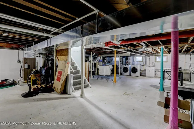 a view of a storage room with gym equipment