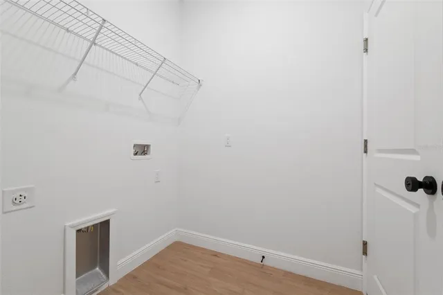 a view of a room with racks on the wall