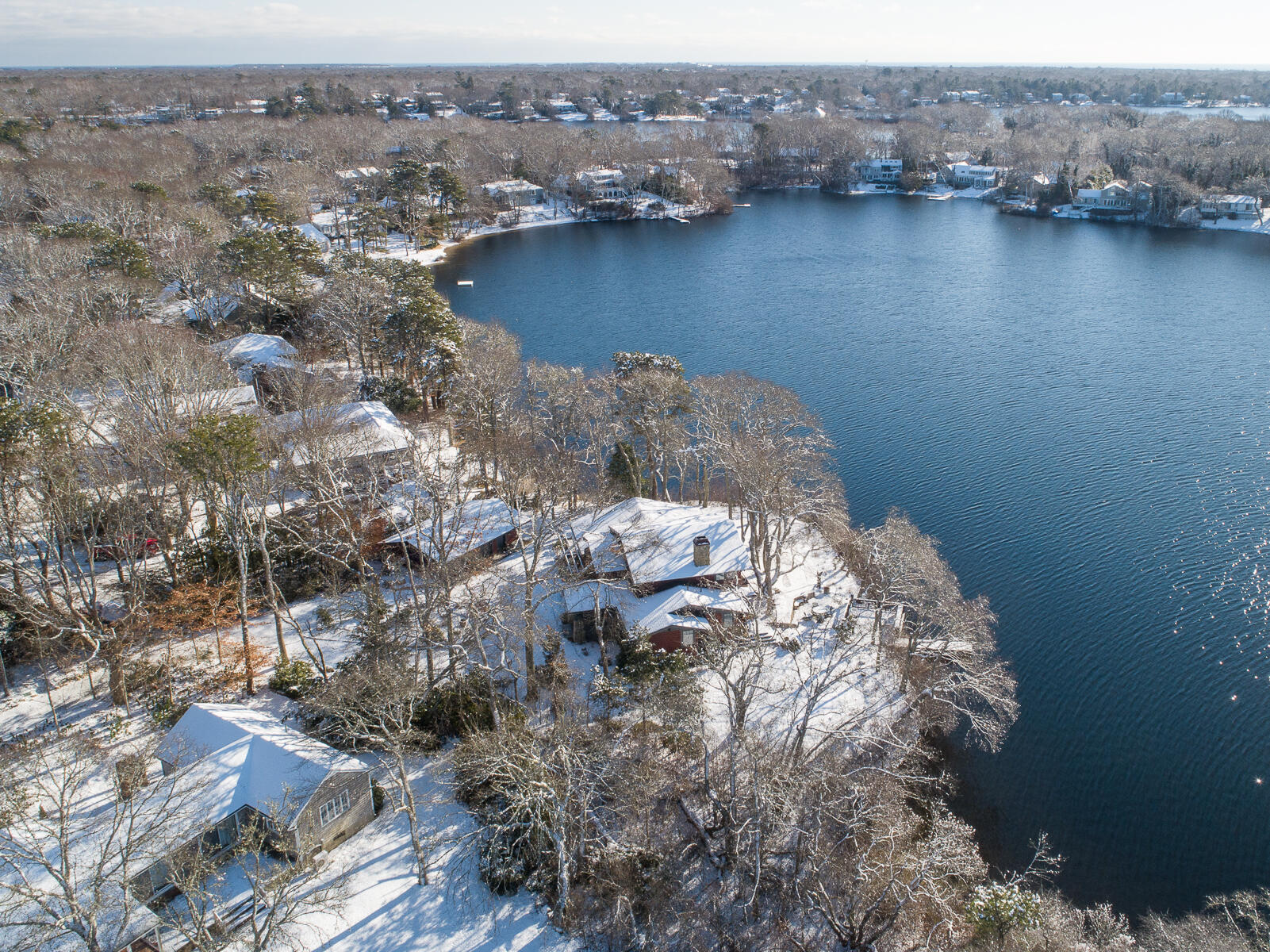 351 Huckins Neck Road Centerville, MA 02632 - Photo 12 of 55 an aerial view of residential house with outdoor space and lake view