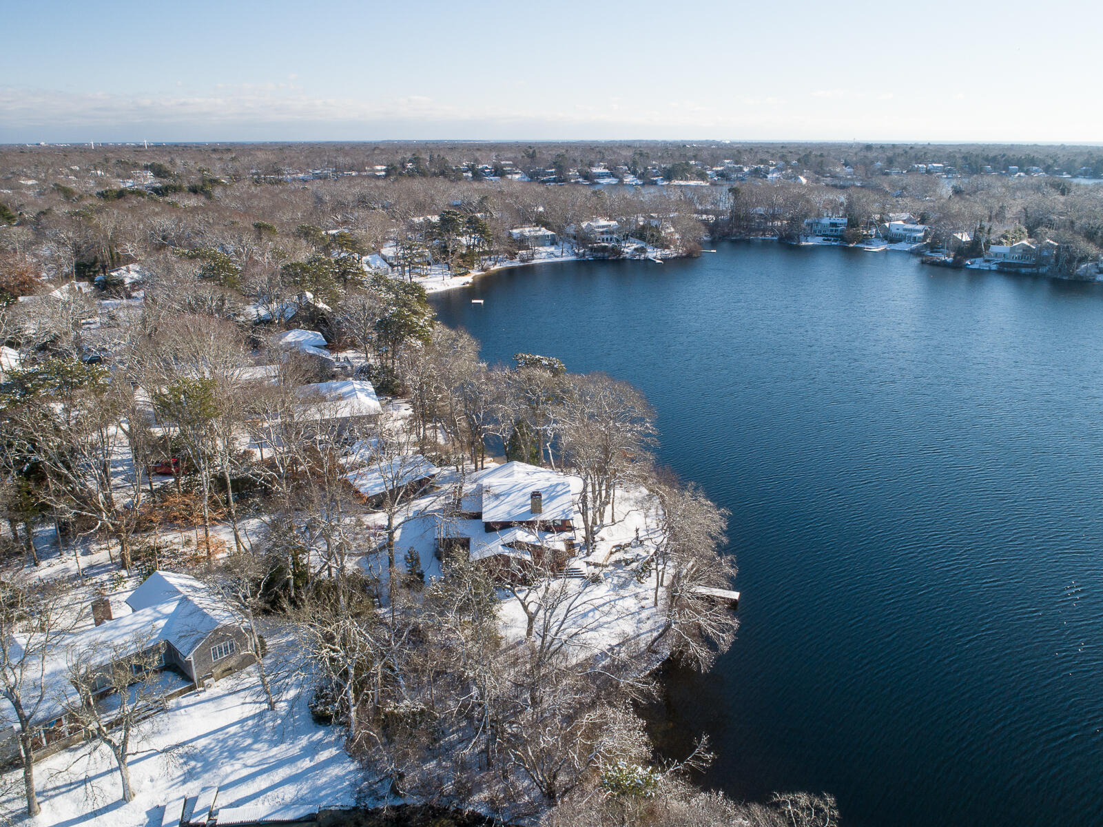 351 Huckins Neck Road Centerville, MA 02632 - Photo 13 of 55 an aerial view of residential house with outdoor space and lake view