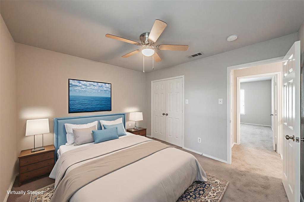 1803 Haydenbend Circle Grapevine, TX 76051 - Photo 28 of 40 Virtually Staged Bedroom-Ceiling fans & carpet installed in 2024 in all bedrooms.