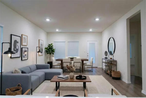 a living room with furniture