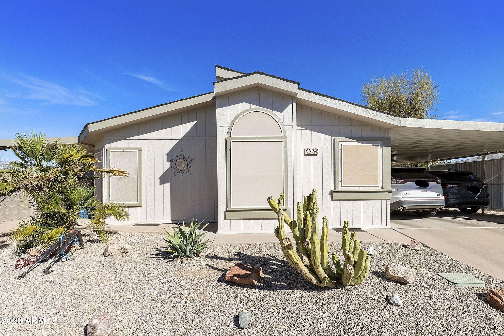 a view of a house with a patio