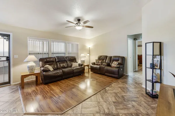 a living room with furniture