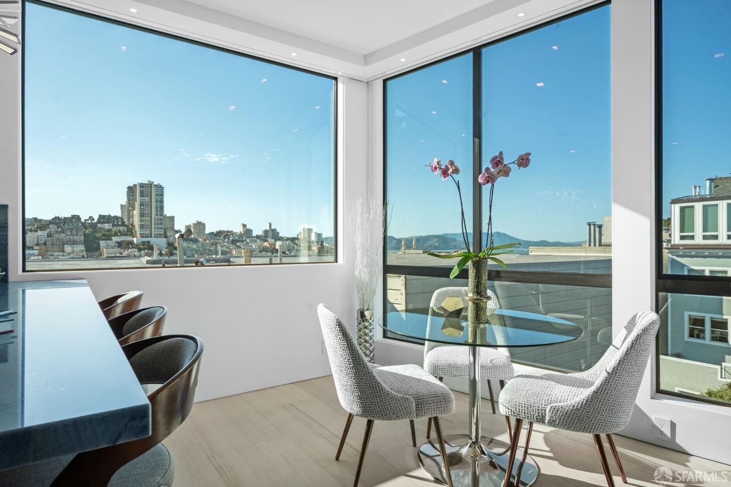 455 Vallejo Street, Unit PH6 San Francisco, CA 94133 - Photo 9 of 45 a view of a dining room with furniture and a potted plant