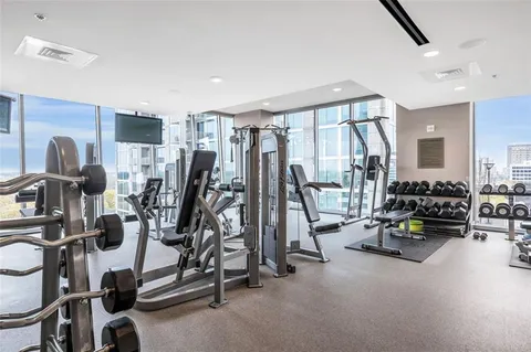 a view of a room with gym equipment